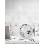 Black+Decker 9-Inch Frameless Box Fan, 3-Speed Settings, Bfb09W, White | Desk Fan With 3-Speed Settings, Quiet And Lightweight Portable For Home Office Or Garage, Self-Standing Frameless Design