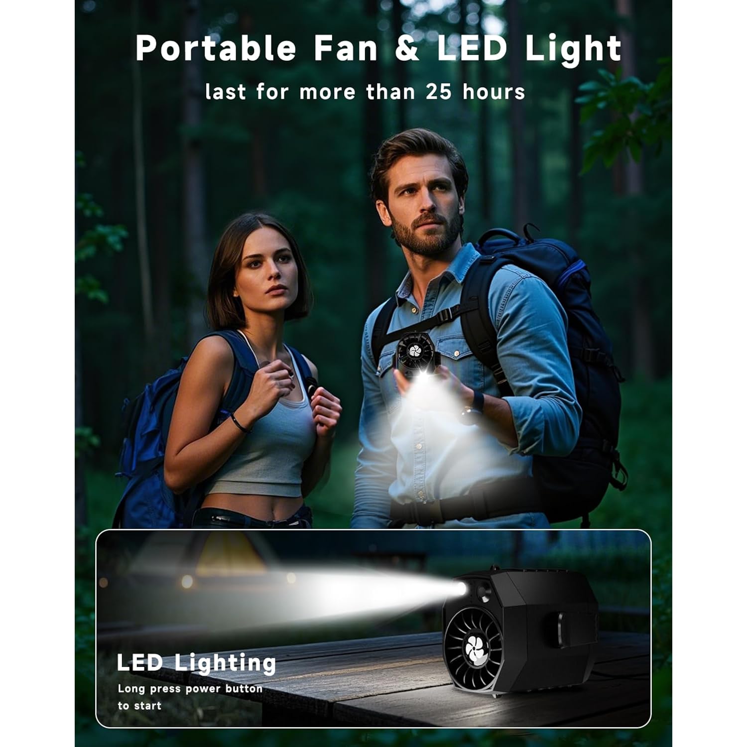 Portable Waist Fan, 9200Rpm High Speed Wearable Fan, Mini Rechargeable Personal Fan For Jobsite & Outdoor, 25H Runtime, 25Db Quiet, Belt Fan With Led Flashlight For Men, Black