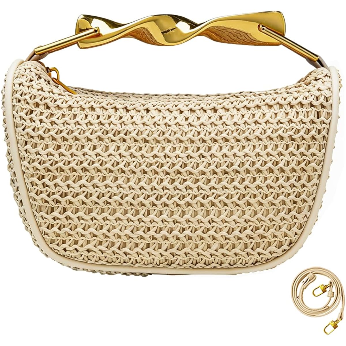 Jyg Mini Handmade Straw Crossbody Bags For Women Summer Beach Satchel Purse Fashion Woven Shoulder Handbag With 2 Straps