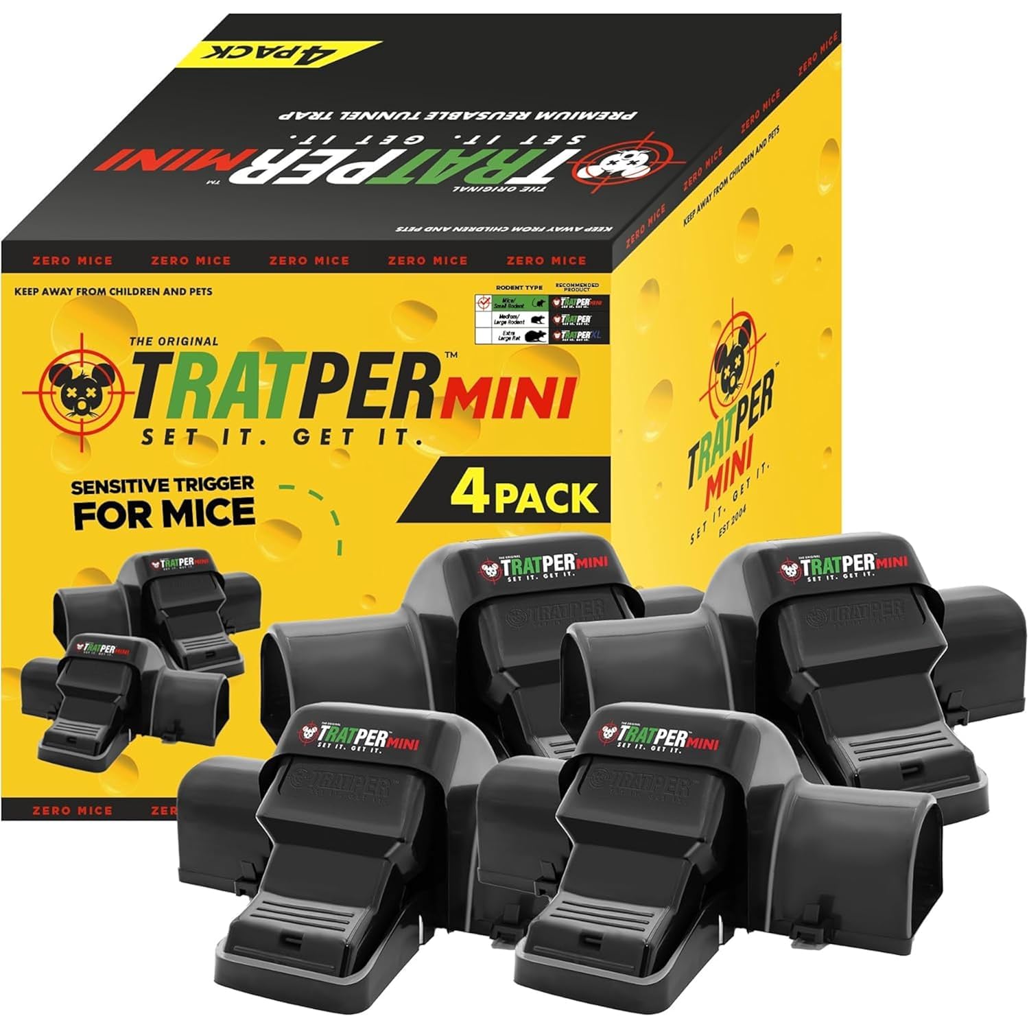 Tratper Mouse Tunnel Traps. Prevents Accidental Triggering With Dual Tunnel Design. Covered Snap Traps For Humane Kill, Safe And Reusable, Pest Control For Mice, Indoor & Outdoor Use, 4 Pack