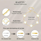18K Gold Plated Clover Bracelet Set for Women White/Black/Gold/Silver/Green/Pink Adjustable Link Double-Sided Lucky Bracelets Trendy Bracelets Set Jewelry Gifts for Women Men