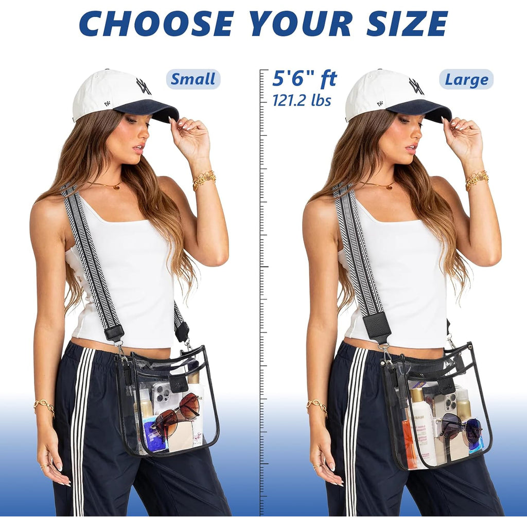 3 Pockets Large Clear Bag For Stadium Events With 2 Long Straps Purse For Women Crossbody Bag Concert Stadium Approved