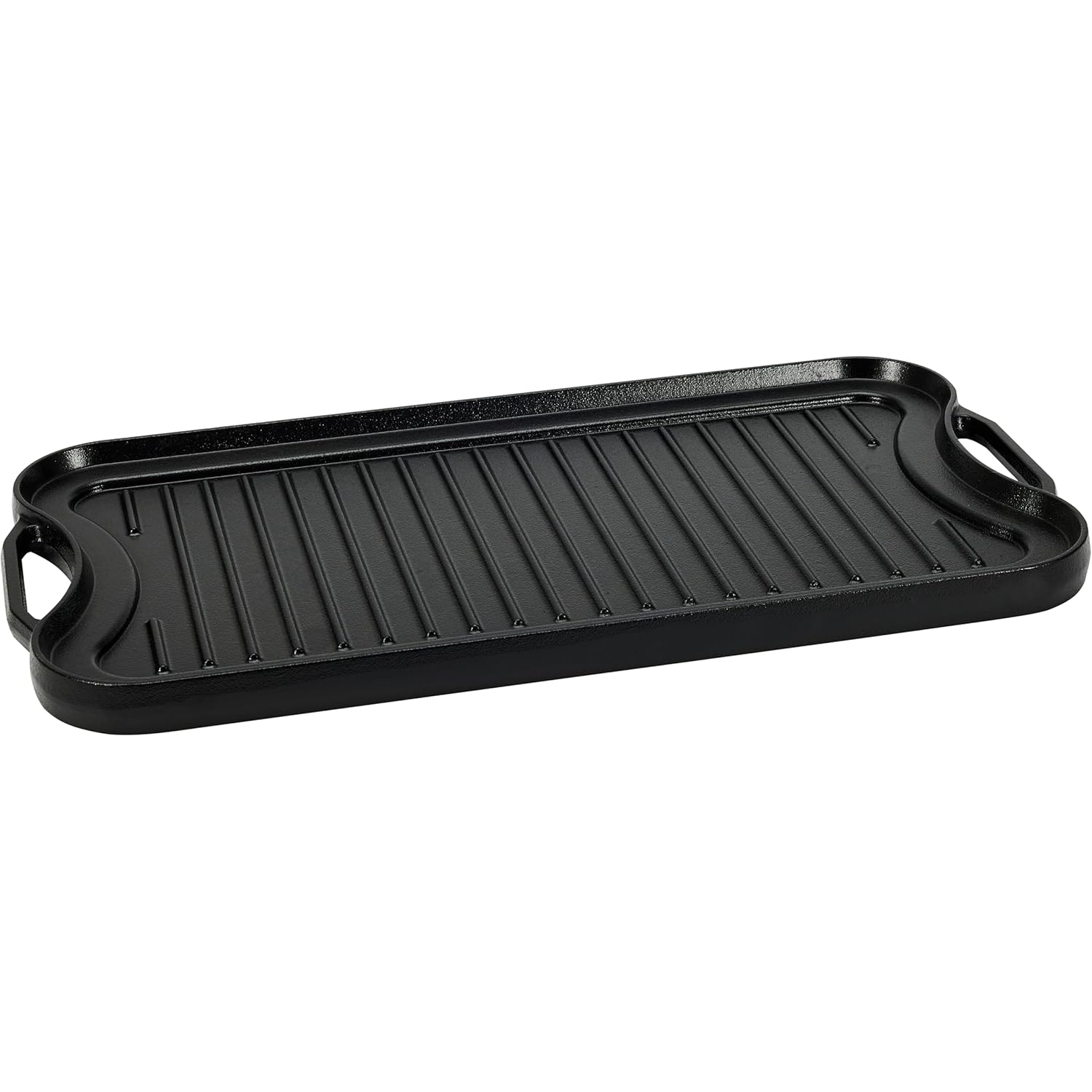Amazon Basics Pre-Seasoned Cast Iron Reversible Rectangular Grill/Griddle with Even Heat Distribution, Black, 20 x 10.63 x 0.98 inch