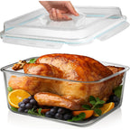 6500 Ml / 220 Oz / 28 Cup Large Glass Food Storage Container With Airtight Locking Lid. Ideal Storing Food, Vegetables, Fruits. Baking Casserole, Lasagna, Roasting Turkey, Chicken Bpa Free Oven Safe