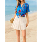 Button Down Shirts for Women Short Sleeve Boho Tops V Neck Dressy Blouses Summer Casual Outfits