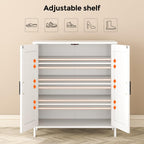 Homleke Farmhouse Shoe Cabinet with 2 Barn Doors & Wood Legs, 5-Tier Shoe Storage Cabinet with 3 Adjustable Shelves, Tall Shoe Rack Organizer for Closet, Shoe Organizer for Entryway, Hallway, White