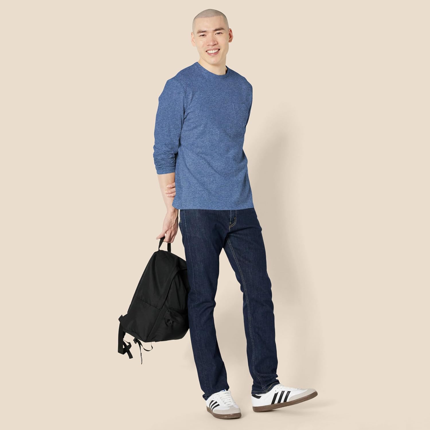 Amazon Essentials Men'S Regular-Fit Crewneck Long-Sleeve T-Shirt, Casual Cotton Jersey