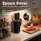 Knife Set, 10 Piece Kitchen Knife Set With Block And Sharpener, Anti-Rust Stainless Steel Knives Set For Kitchen, Chef Universal Knife Block Set, Dishwasher Safe, Ergonomical Design, Black