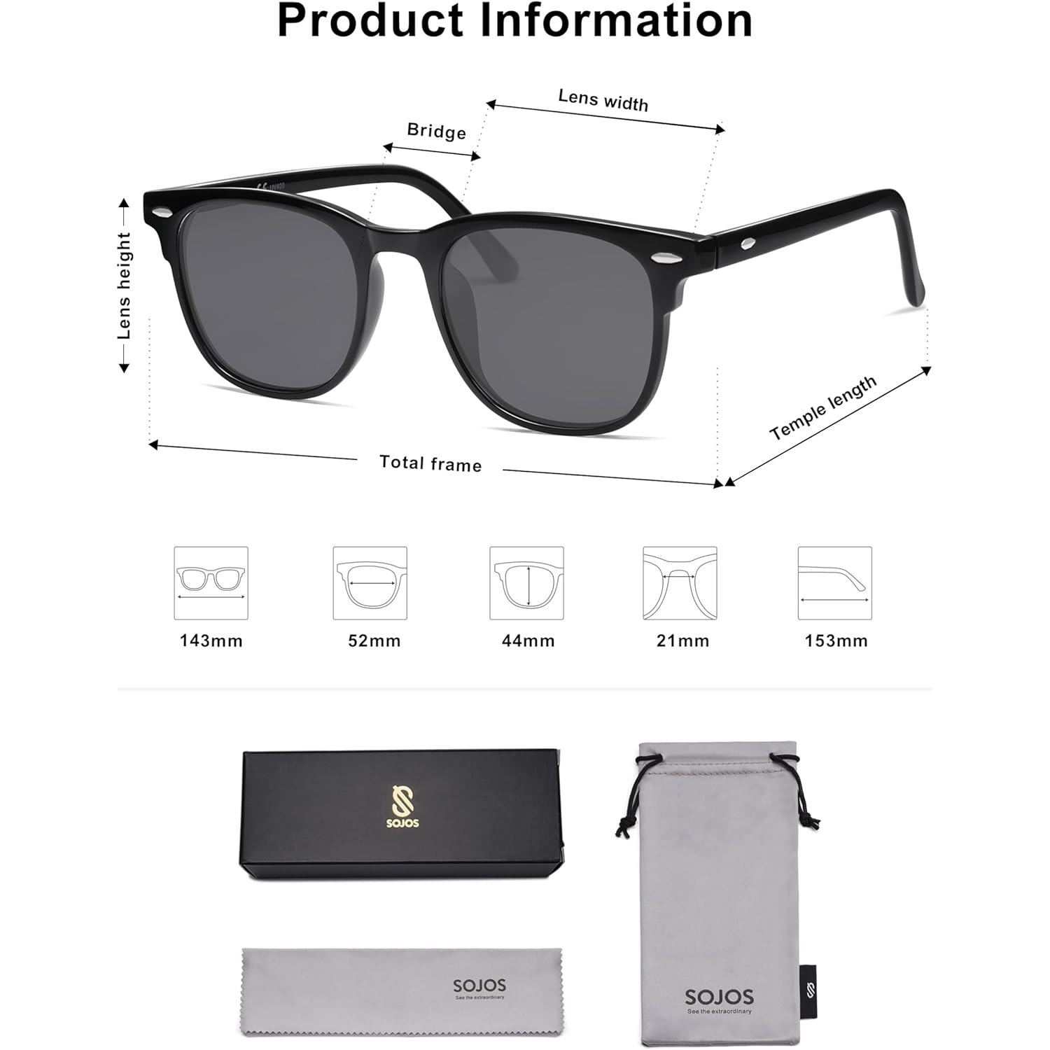 SOJOS Retro Vintage Square Polarized Sunglasses for Women Men UV Protection Lens TR90 Frame Sunglasses SJ2112