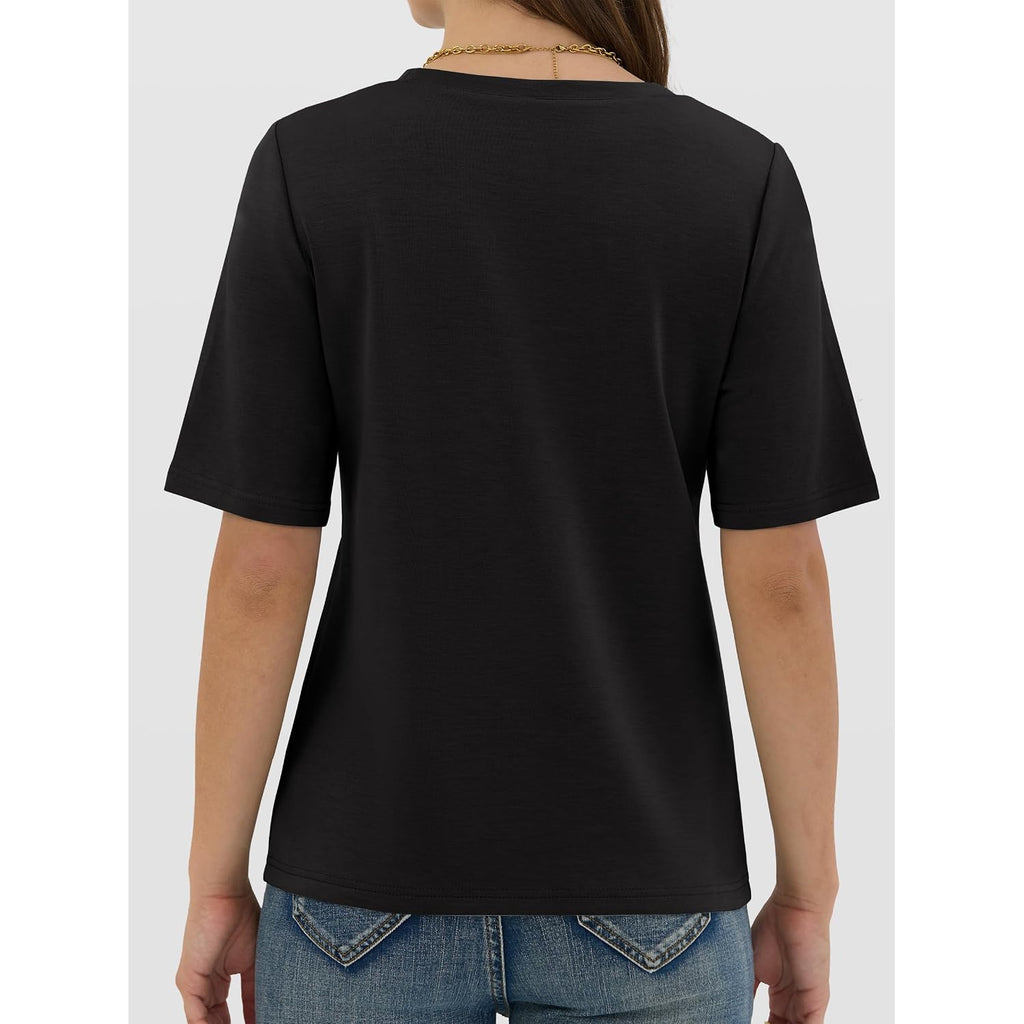ANRABESS Women’s Half Sleeve T-Shirt Tops | Soft Stretchy Breathable Spacer Basic Tees, Business Casual Work, Travel Vacation Outfits, Summer Fall All-Season Clothing