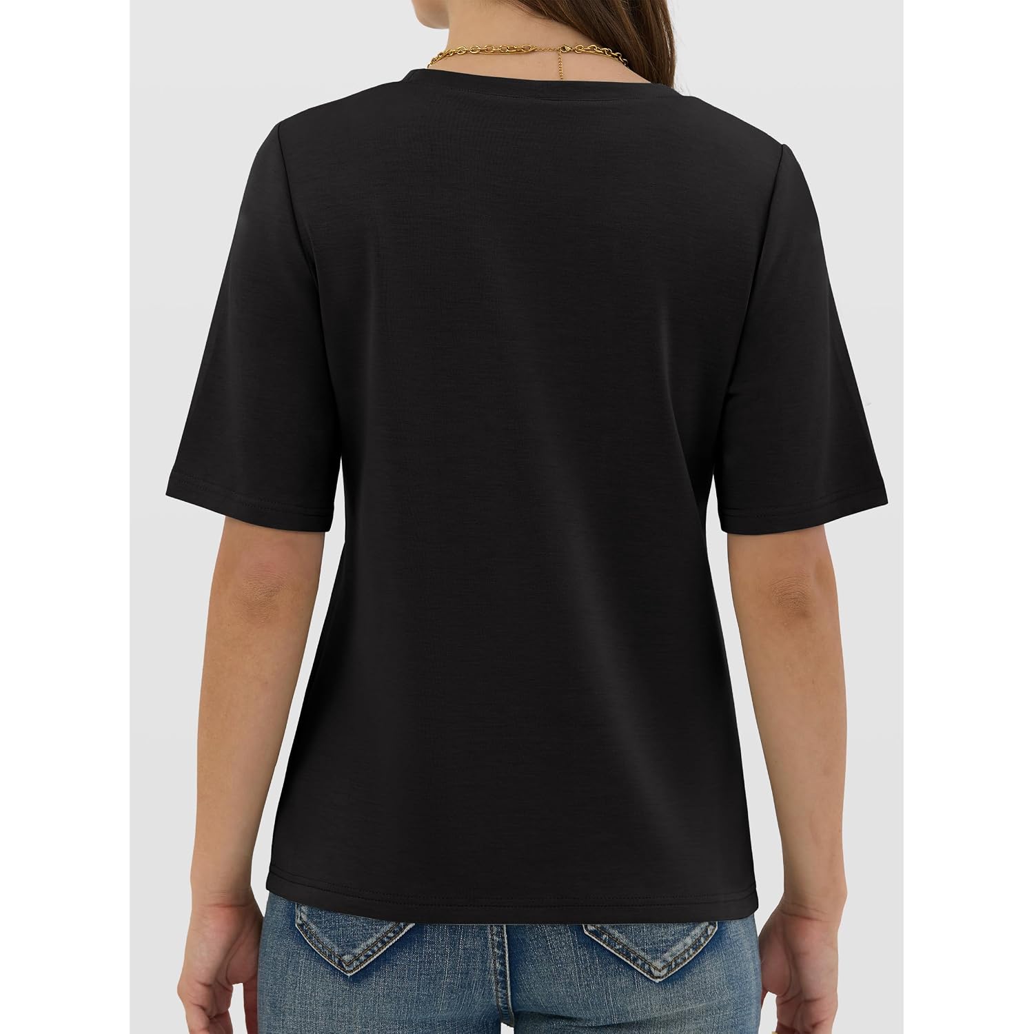 ANRABESS Women’s Half Sleeve T-Shirt Tops | Soft Stretchy Breathable Spacer Basic Tees, Business Casual Work, Travel Vacation Outfits, Summer Fall All-Season Clothing