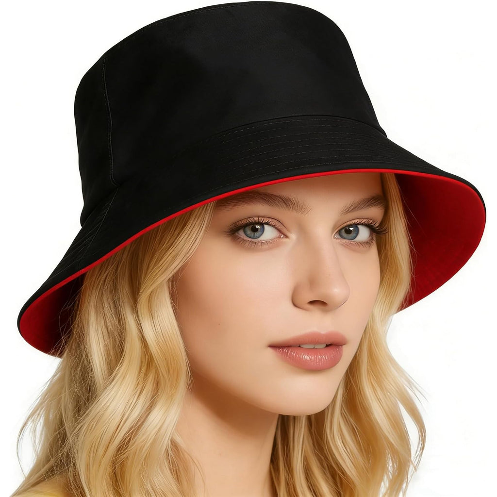 Bucket Hat For Men And Women 2-In-1 Reversible Sun Protection Fashion Flat Top Cap For Fishing Travel Beach Sports