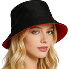 Bucket Hat For Men And Women 2-In-1 Reversible Sun Protection Fashion Flat Top Cap For Fishing Travel Beach Sports