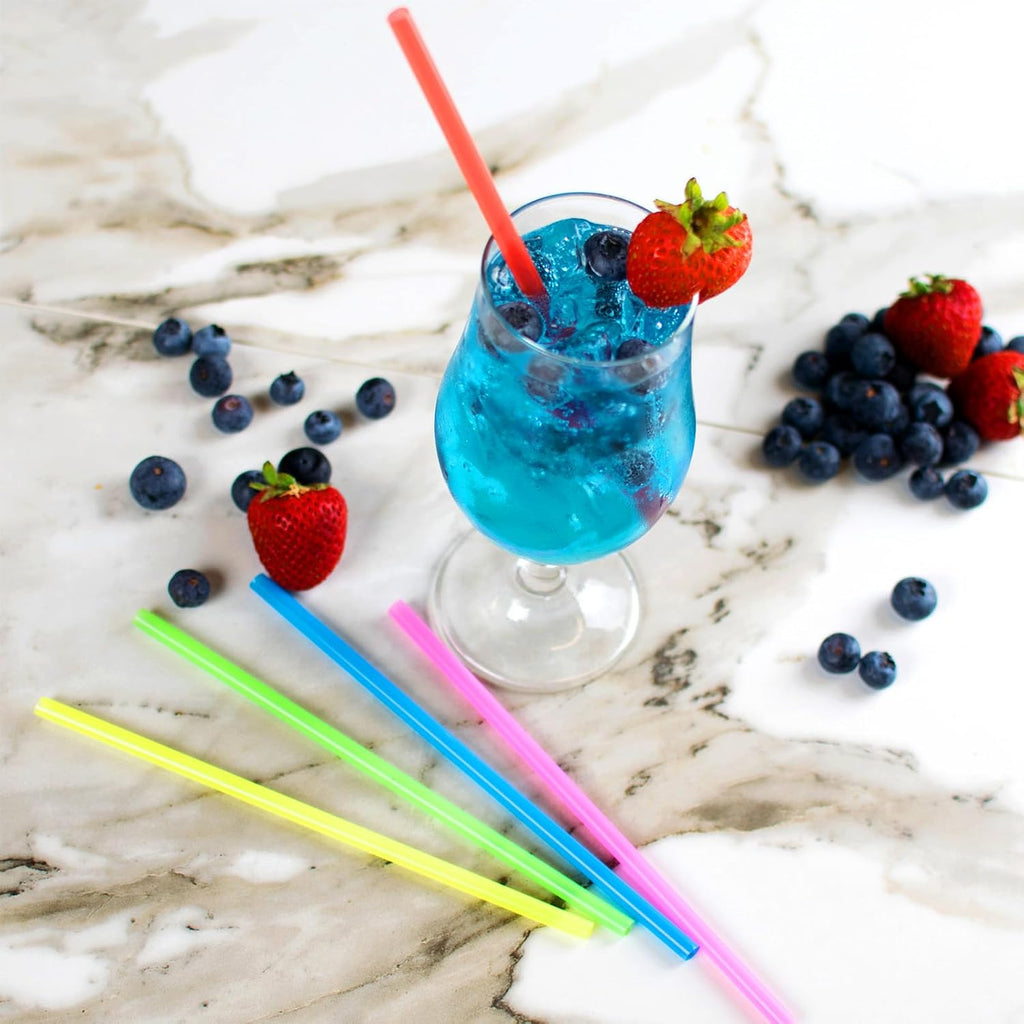 100 Pcs Colorful Plastic Straws, Disposable Drinking Straws, 8.26" Long And 0.23'' Diameter