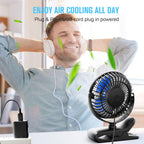 Beskar Usb Clip On Fan, Portable Small Desk Fan With Cord Powered | 3 Speeds Strong Airflow, Sturdy Clamp, Ultra Quiet Personal Cooling Fan For Office Dorm Bedroom Stroller