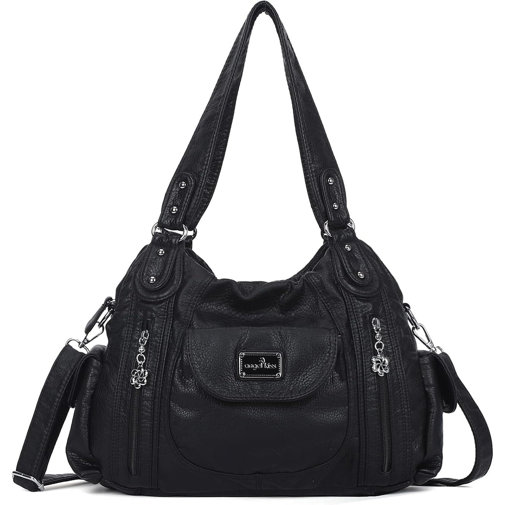 Angel Kiss Purses For Women, Large Shoulder Bag Hobo Tote Purse Mutipocket Faux Leather Satchel Hobo Purse