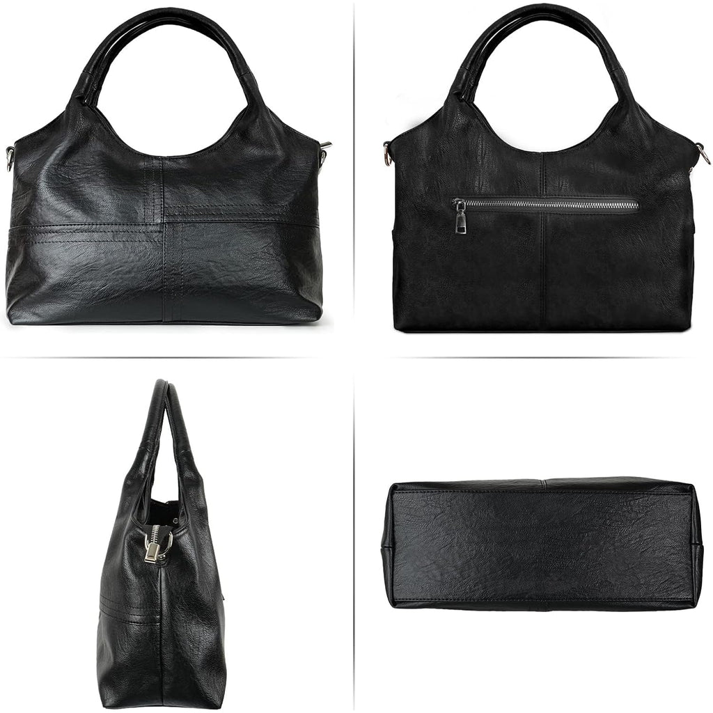 Medium Vegan Leather Purses For Women With Detachable Satchel Strap, Ladies Handbags, Tote Hobo Bags With Two-Handle