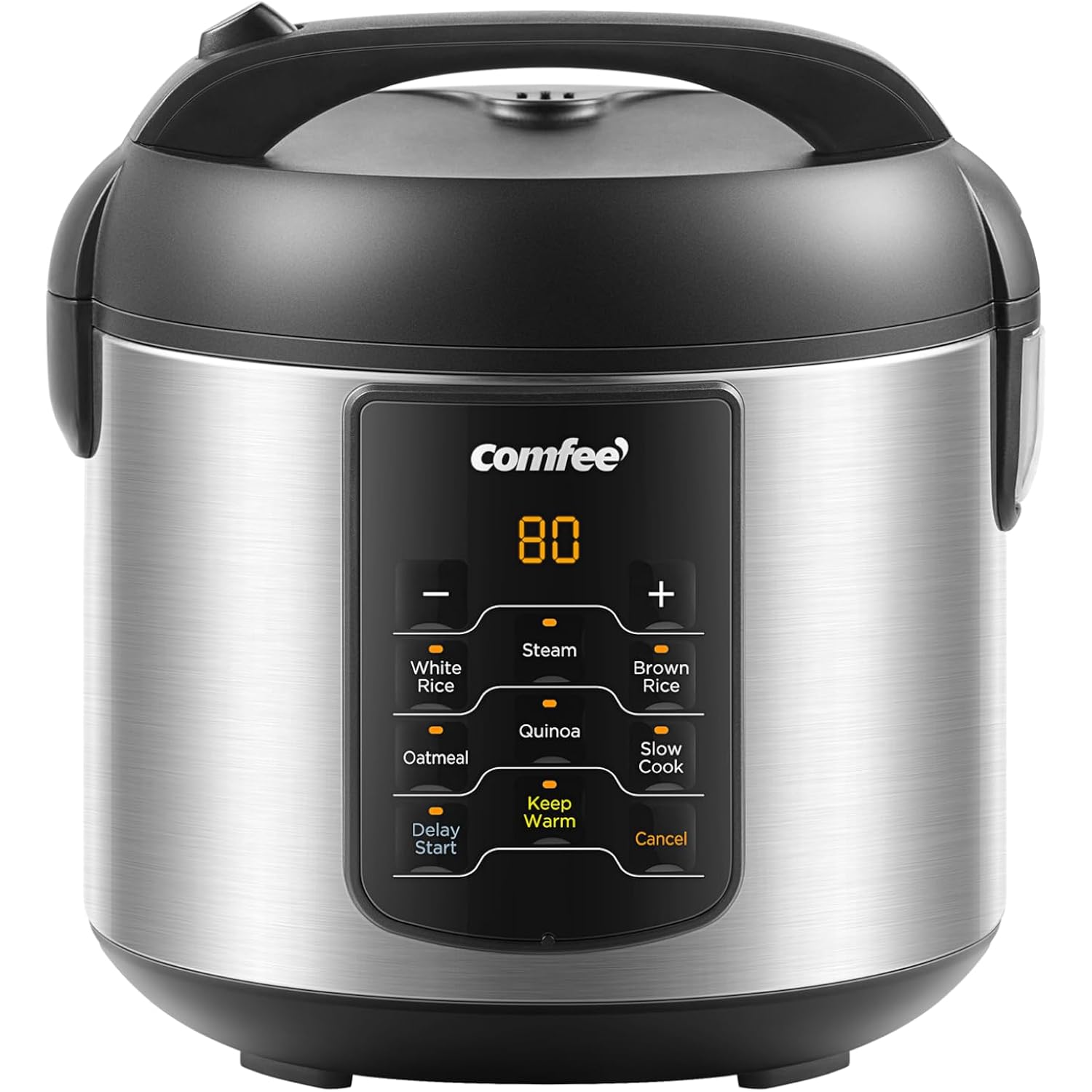 COMFEE' Rice Cooker Upgraded, 6-in-1 Stainless Steel Multi Cooker, Slow Cooker, Steamer, Saute, and Warmer, 2 QT, 8 Cups Cooked(4 Cups Uncooked), Brown Rice, Quinoa and Oatmeal, 6 One-Touch Programs