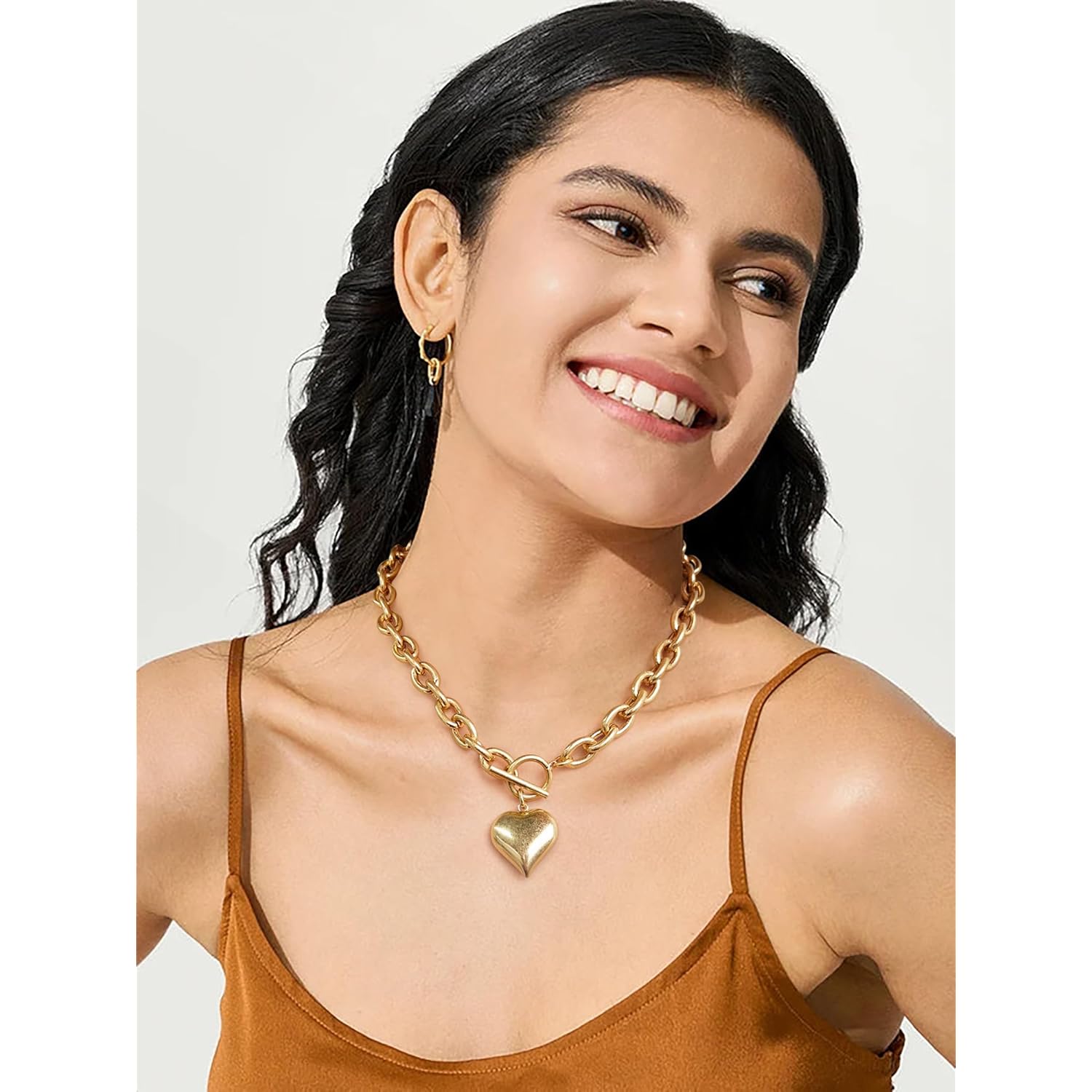 CLASSYZINT Mothers Day Gifts for Women 18K Gold Plated Coin Lion Head Pendant Necklace Chunky Paperclip Choker Necklace For Gifts On Birthday Holidays For Women