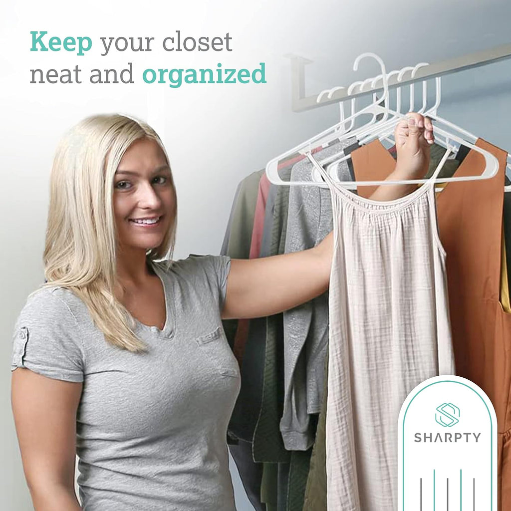 Plastic Hangers Clothes Hangers For Clothing, Closet, Coats & Shirts - Durable, Thick, Tough & Space Saving - For Everyday Standard Use, Room Essentials & Basics - 20 Pack - White