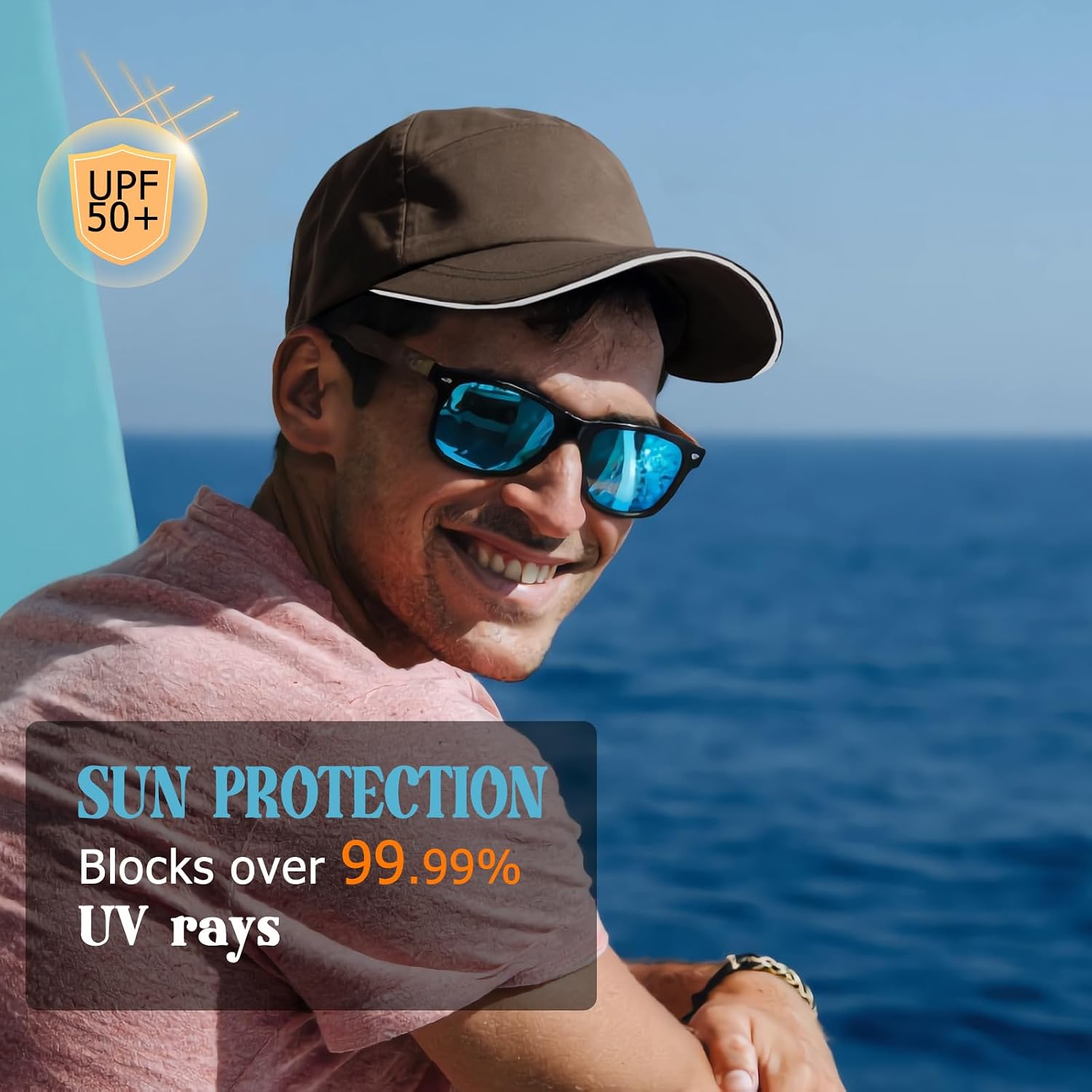 Mens Waterproof Baseball Cap UPF 50+ Sun Protection Windproof Breathable Unisex Quick Dry Outdoor Rain Hat Coffee