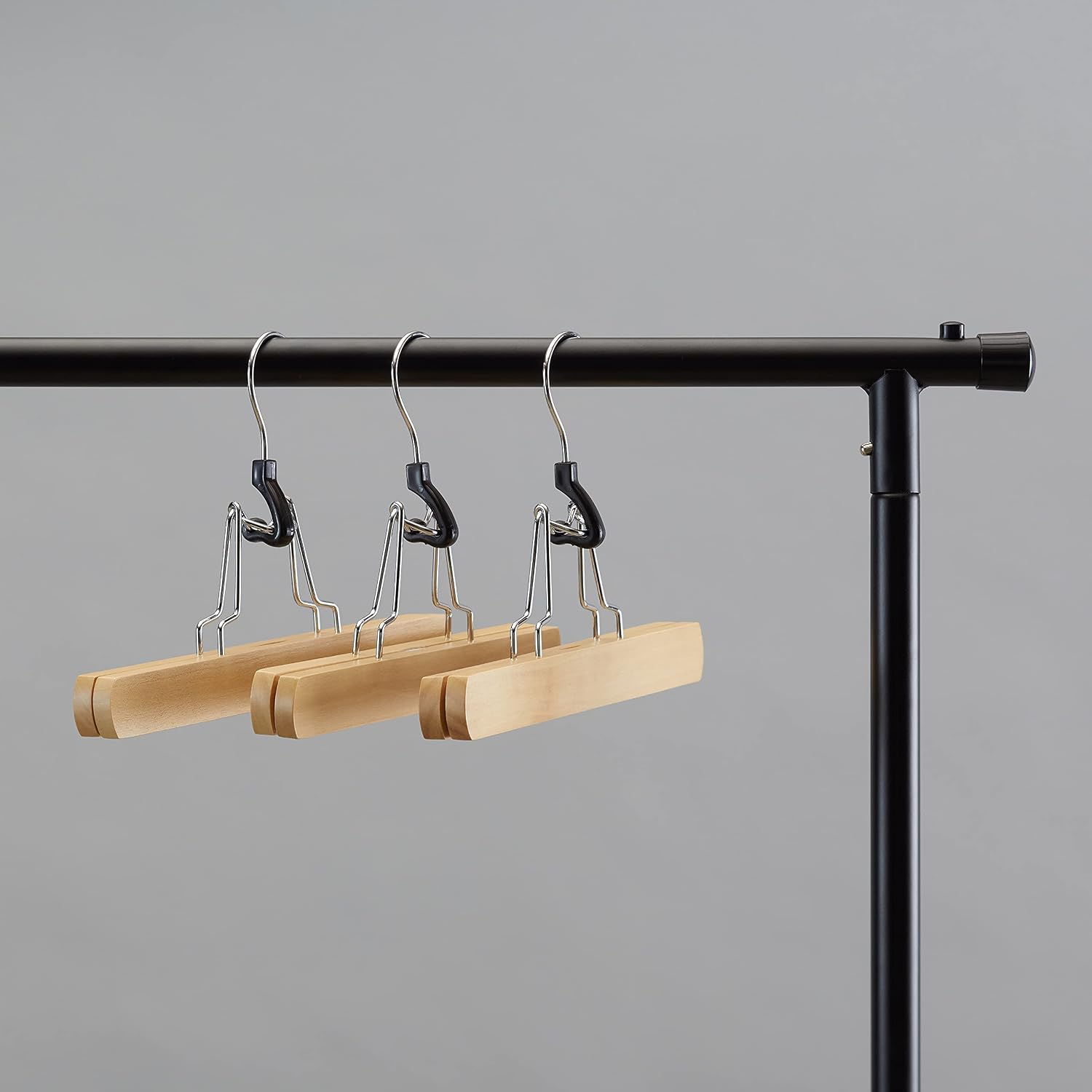 Amazon Basics Sturdy Wooden Pants Hangers For Closet Organization, Natural, 10-Pack