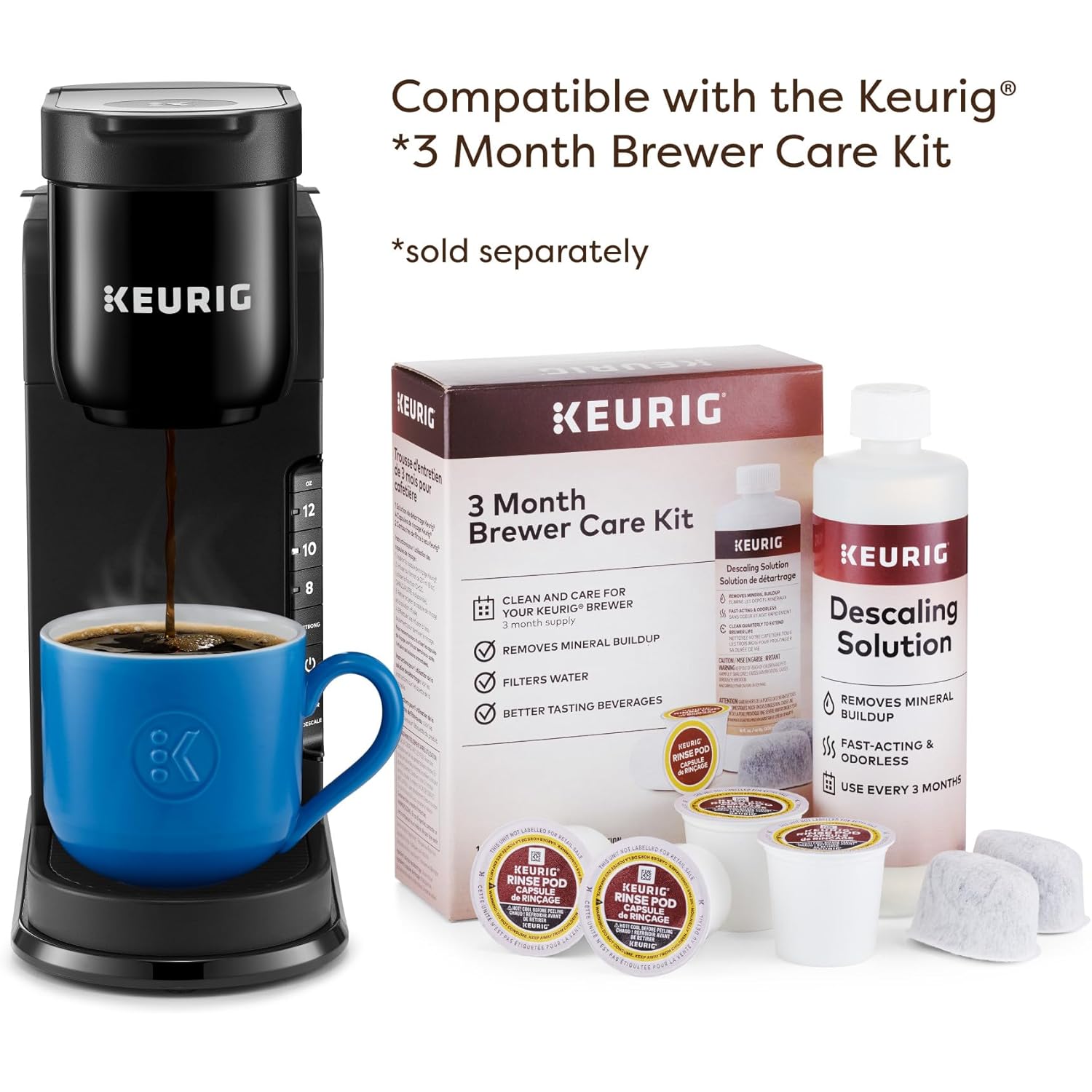 Keurig K-Express Single Serve K-Cup Pod Coffee Maker, 3 Brew Sizes, Strong Button Feature, 42oz Removable Reservoir, Black