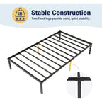 Allewie Twin Bed Frame, 14 inch Metal Platform Beds with Storage Space, No Box Spring Needed and Easy Assembly, Black