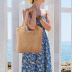 GOLDTIMO Beach Bags for Women - Summer Soft Large Woven Shoulder Purse Handbag, Beach Tote Straw Bag for Summer Vacation