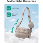 Bagsmart 2-Pc Set Small Crossbody Bags For Women Puffer Shoulder Hobo Purse | Small Hobo Bag With Detachable Cute Earbuds Pouch, Water-Resistant Quilted Nylon Fabric, Daily Casual Travel Work Errands