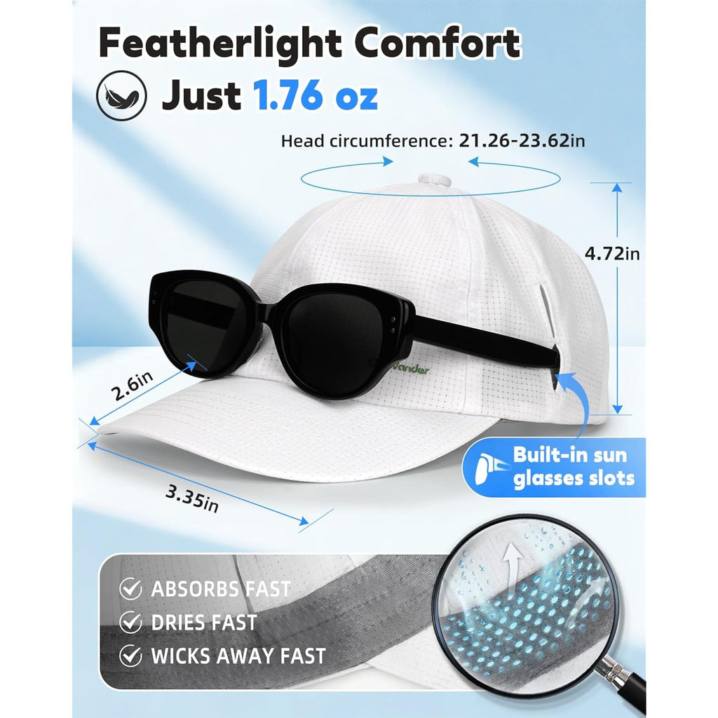 Performance Running Hat for Women Men – UPF 80+ Baseball Cap, Lightweight Breathable Cooling Mesh Quick Dry for Golf