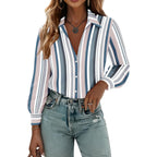Womens Button Down Shirts Lantern Long Sleeve Blouse Business Casual Work Tops Floral Printed Outfits