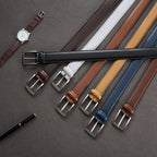 Mens Dress Belt - Genuine Leather Dress Belts For Men,Casual Suit Jeans Belt-Single Prong Buckle Black Belt