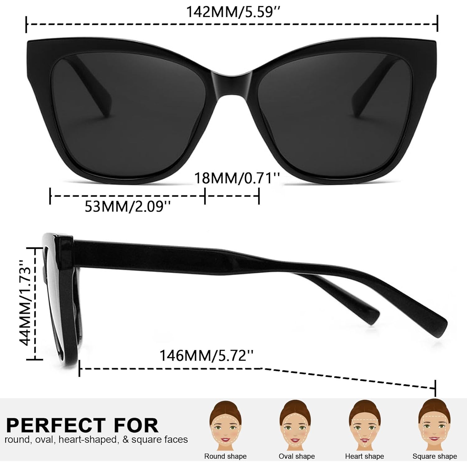 Joopin Oversized Cateye Sunglasses for Women Fashion Cat Eye Sun Glasses UV Protection Ladies Shades Sunnies