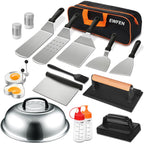 18Pcs Griddle Accessories Kit, Flat Top Grill Accessories Set For Blackstone And Camp Chef, Grill Spatula Set With Enlarged Spatulas, Basting Cover, Scraper For Outdoor Bbq