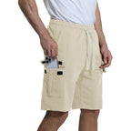 Mens Casual Cargo Shorts Cotton Elastic Waist Drawstring Sweat Shorts Gym Workout Jogger Shorts