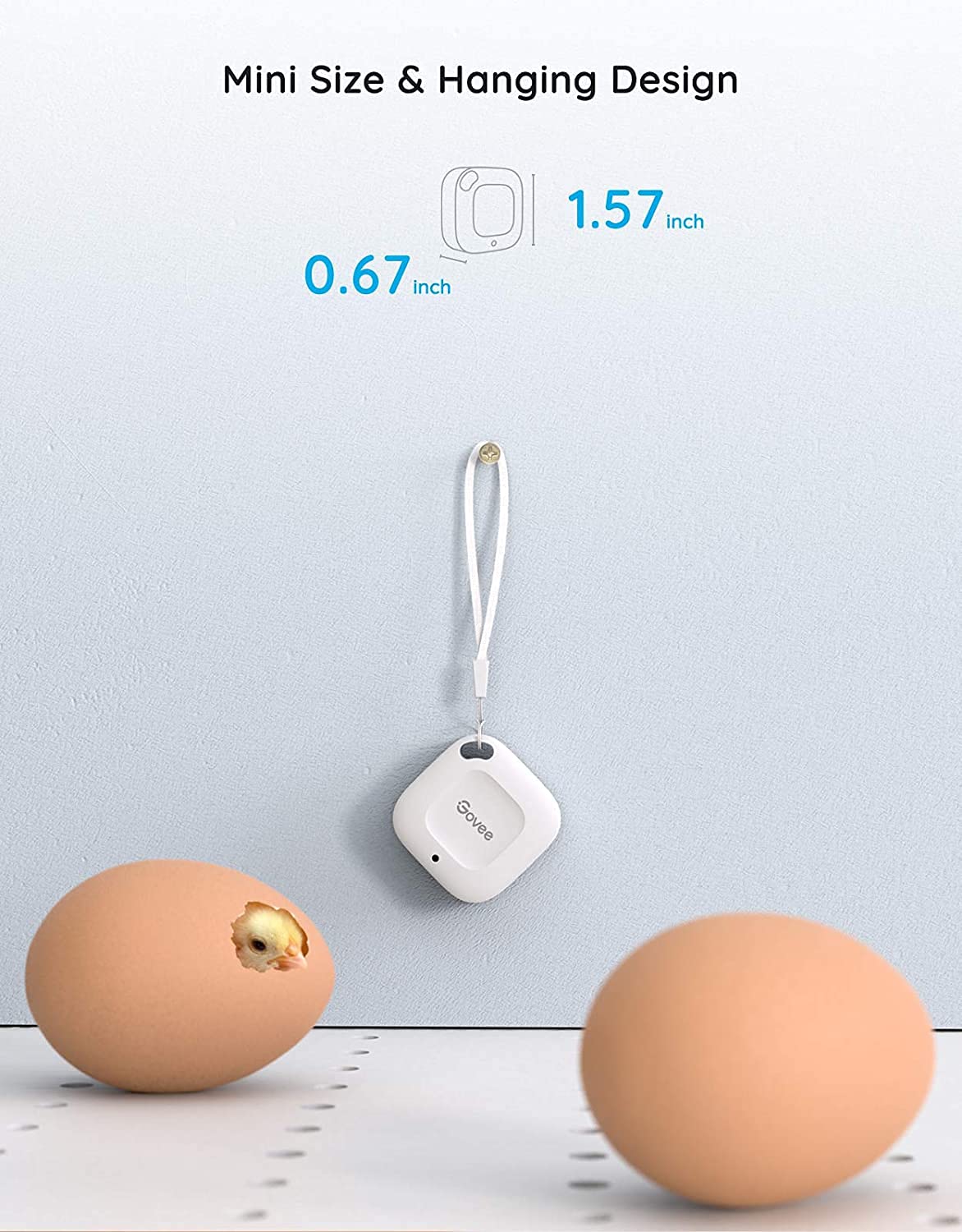 Govee Smart Bluetooth Thermometer Hygrometer H5074, Mini Humidity Sensor | Monitor Temp/Humidity With Alerts, 262Ft Range. Export 2-Yr Data, Precision Sensor, Portable. For Greenhouse & Incubators