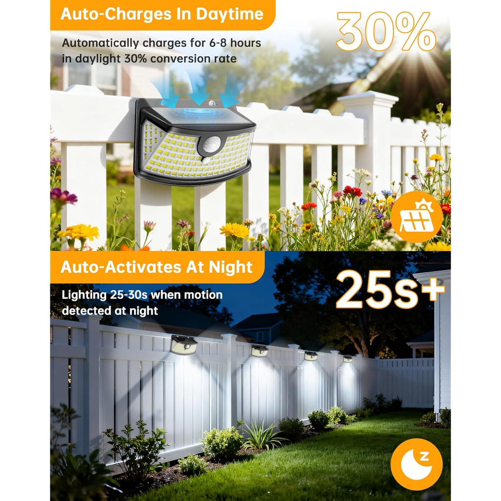 Aootek Solar Motion Sensor Lights Outdoor 120 Leds, Black, 6 Pack | Lights Reflector, 270° Wide Angle, Ip65 Waterproof, Step Lights For Front Door, Yard, Garage, Deck