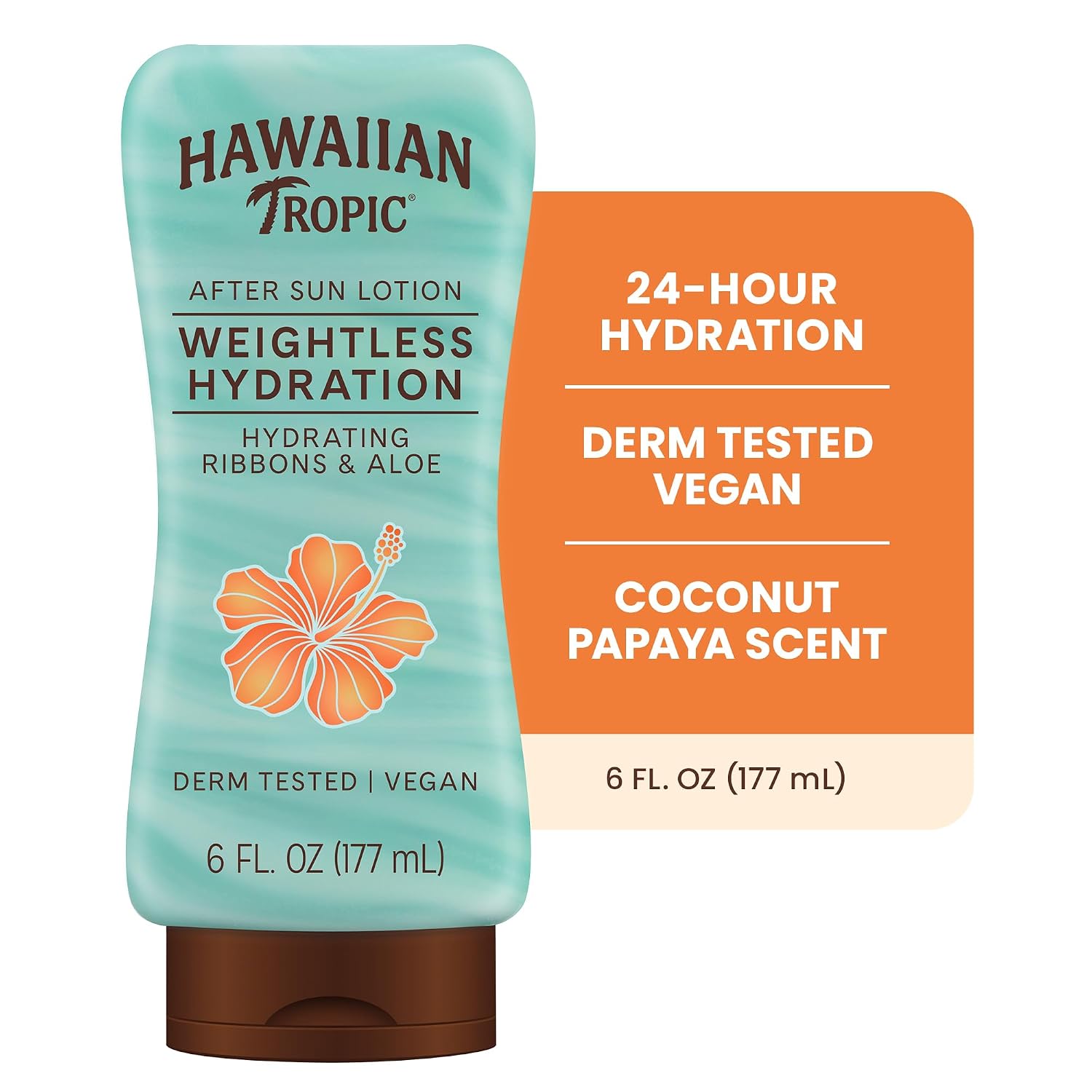 Hawaiian Tropic Weightless Hydration After Sun Lotion With Aloe, 6Fl Oz Twin Pack, Hawaiian Tropic Lotion, Moisturizing Lotion, After Sun Care, After Sun Moisturizer, 6Fl Oz Each