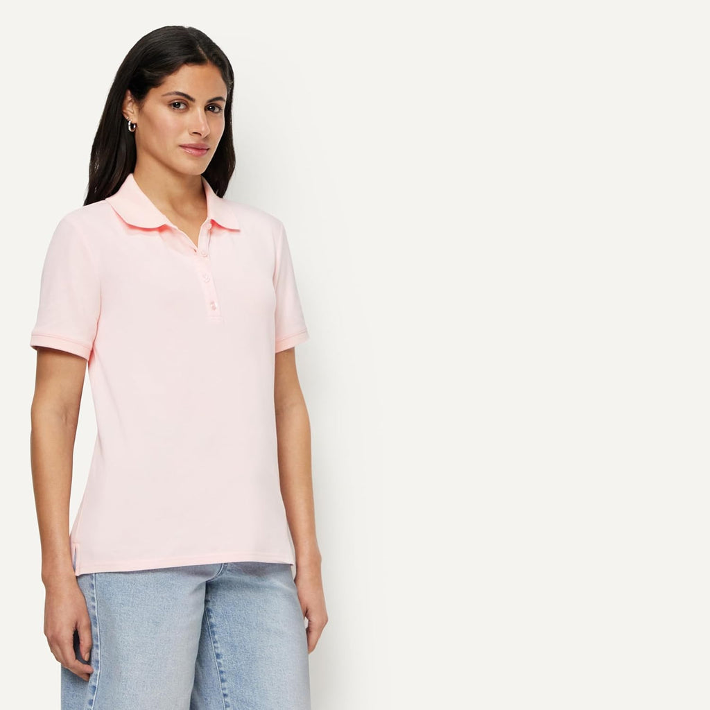 Women's Short-Sleeve Polo Shirt, Soft Stretch Cotton Jersey (Available in Plus Size)