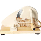 Brvclon Manual Bread Slicer for Homemade Sourdough,Adjustable Thickness,Hand Crank Bread Slicer with Stainless Steel Blade, Aluminum Alloy Frame & Solid Wood Base with Natural Wood Veneer Finish