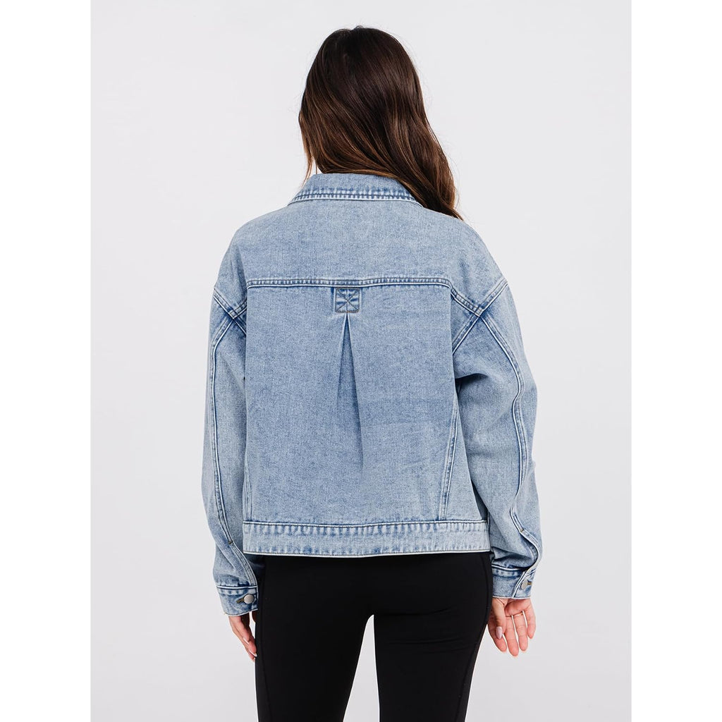 Glamaker Womens Oversized Jean Jacket Casual Long Sleeve Button Down Denim Jacket Fall Coat