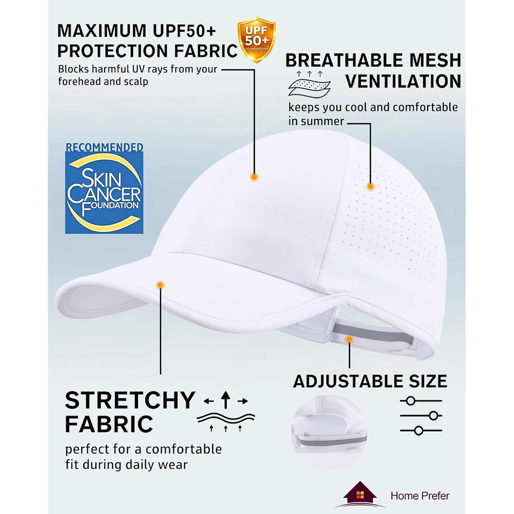 Home Prefer Upf50 Sun Hat For Men Women Reflective Water Repellent Quick Dry Baseball Cap Golf Running Outdoor Sport Hat
