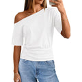 Merokeety Women'S Off The Shoulder Short Sleeve Tops 2026 Summer Casual Going Out Trendy Y2K T Shirts