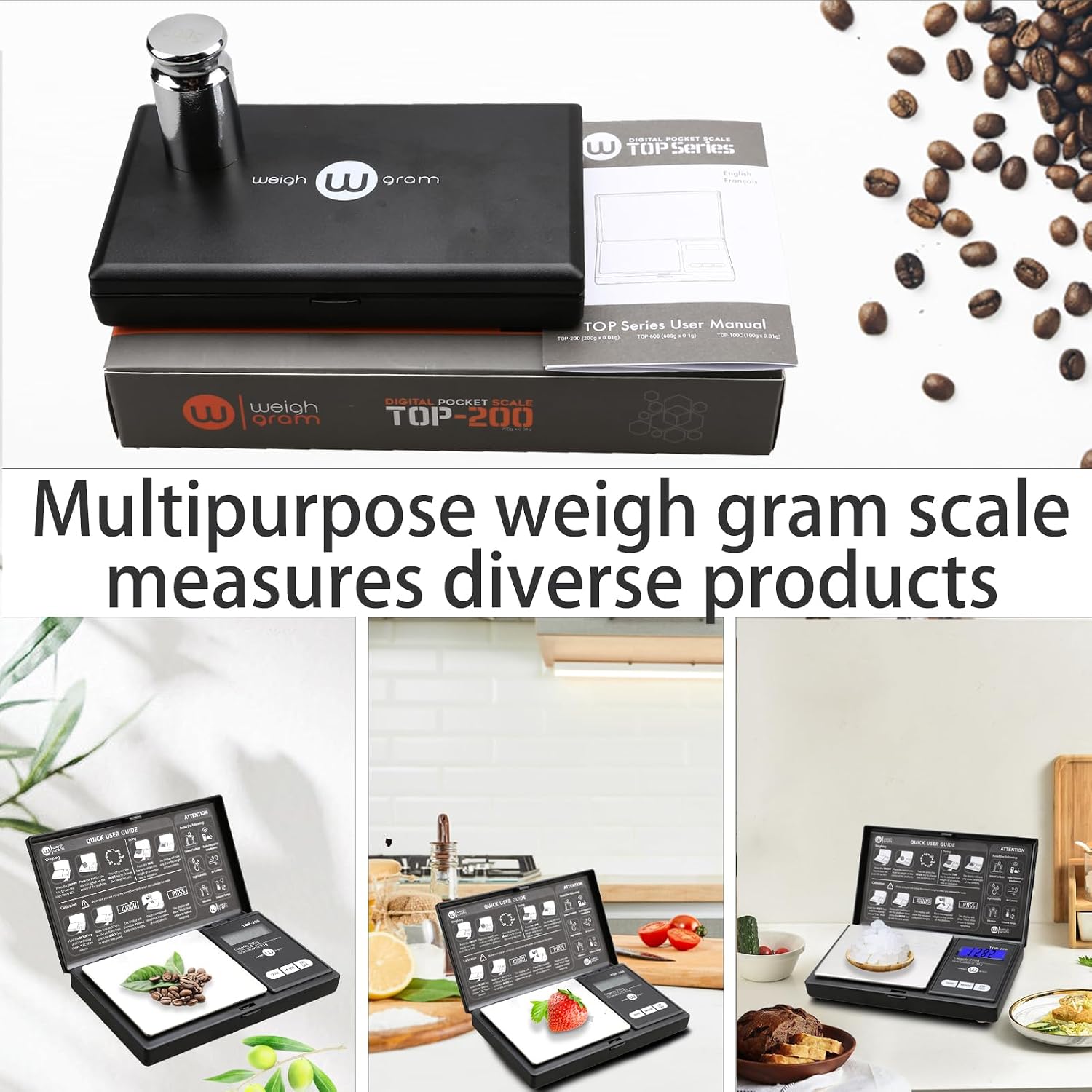 200G Digital Pocket Gram Scale 0.01G Accuracy, 200G X 0.01G Mini Digital Grams Scale, Small Food Scale, Jewelry Scale, Ounces Grains Scale With100G Calibration Weight