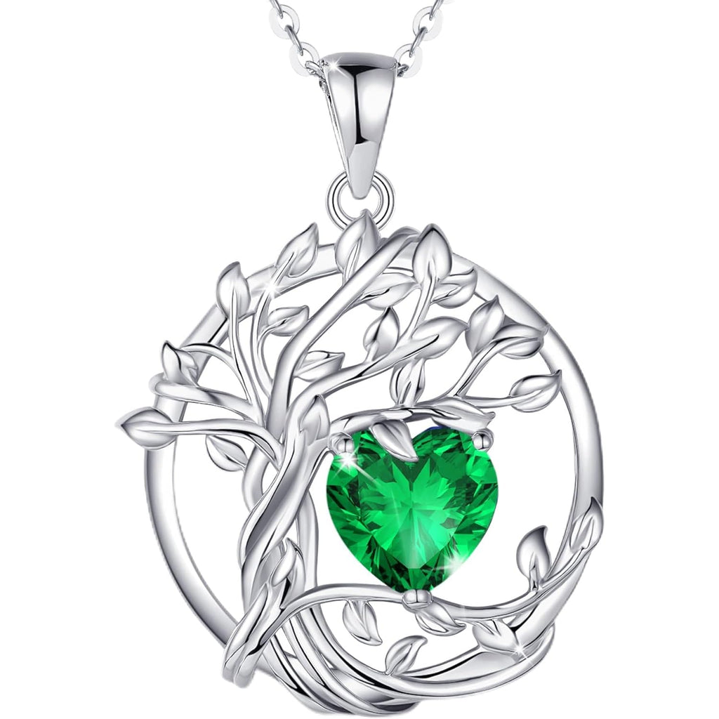 FANCIME Tree of life Birthstone necklace Sterling Silver Pendant Birthstone Necklace Gemstone Anniversary Birthday Jewelry Mothers Day Gifts for Mom Her Wife