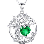 FANCIME Tree of life Birthstone necklace Sterling Silver Pendant Birthstone Necklace Gemstone Anniversary Birthday Jewelry Mothers Day Gifts for Mom Her Wife