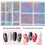144 Pcs Reusable Nail Stencils & Vinyls Kit, Nail Art Stickers for DIY with Floral, Geometric, Lace Patterns | Hollow Out Design Decoration for Coffin, Almond Nails