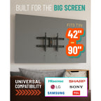 Echogear Fixed Tv Wall Mount For Tvs Up To 90” Or 150Lbs, 2.25” Low Profile | Universal Tv Mount W/ Diy Install Includes Hardware, Drill Template, Post Install Adjustments, Pull Strings For Cable Access