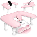 U Shaped Arm Rest for Nails Tech with Rotating Phone Holder - Adjustable Nail Arm Rest with Phone Holder - Detachable Manicure Hand Pillow for Salon or Home Use (Pink)